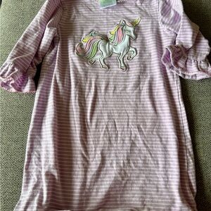 Classic Whimsy Pink Striped Unicorn Dress